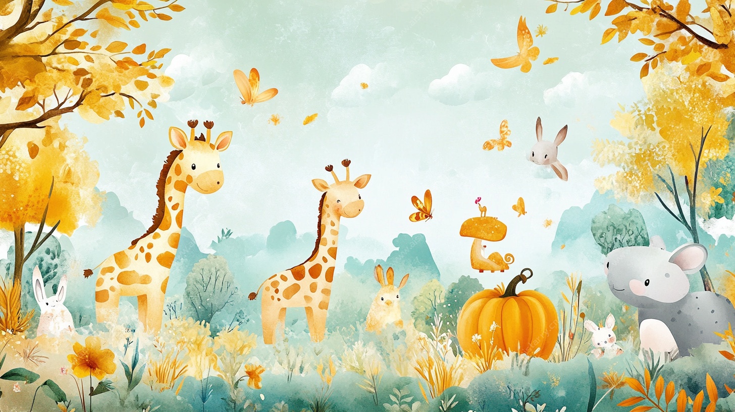 秋日森林动物欢乐场景