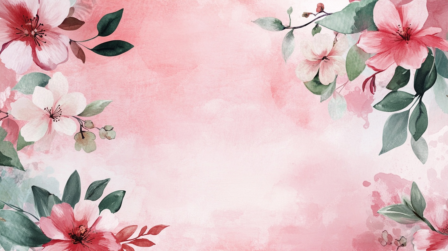 粉色花卉水彩背景图