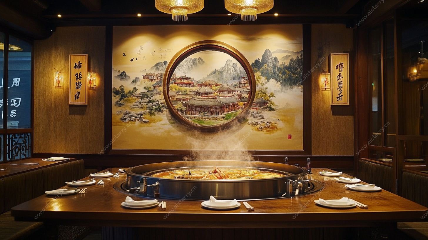 中式典雅火锅餐厅场景