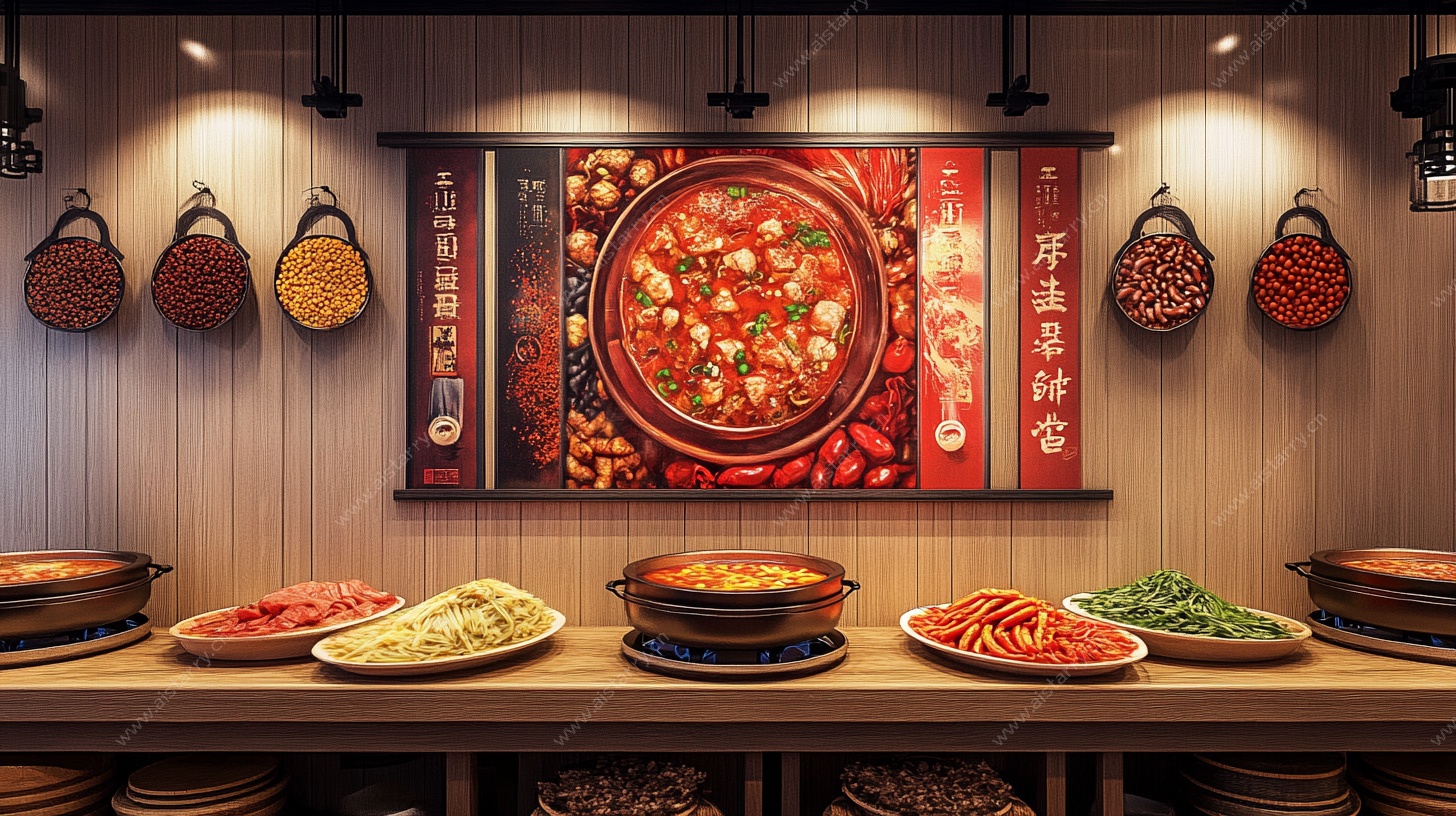 中式火锅食材展示场景