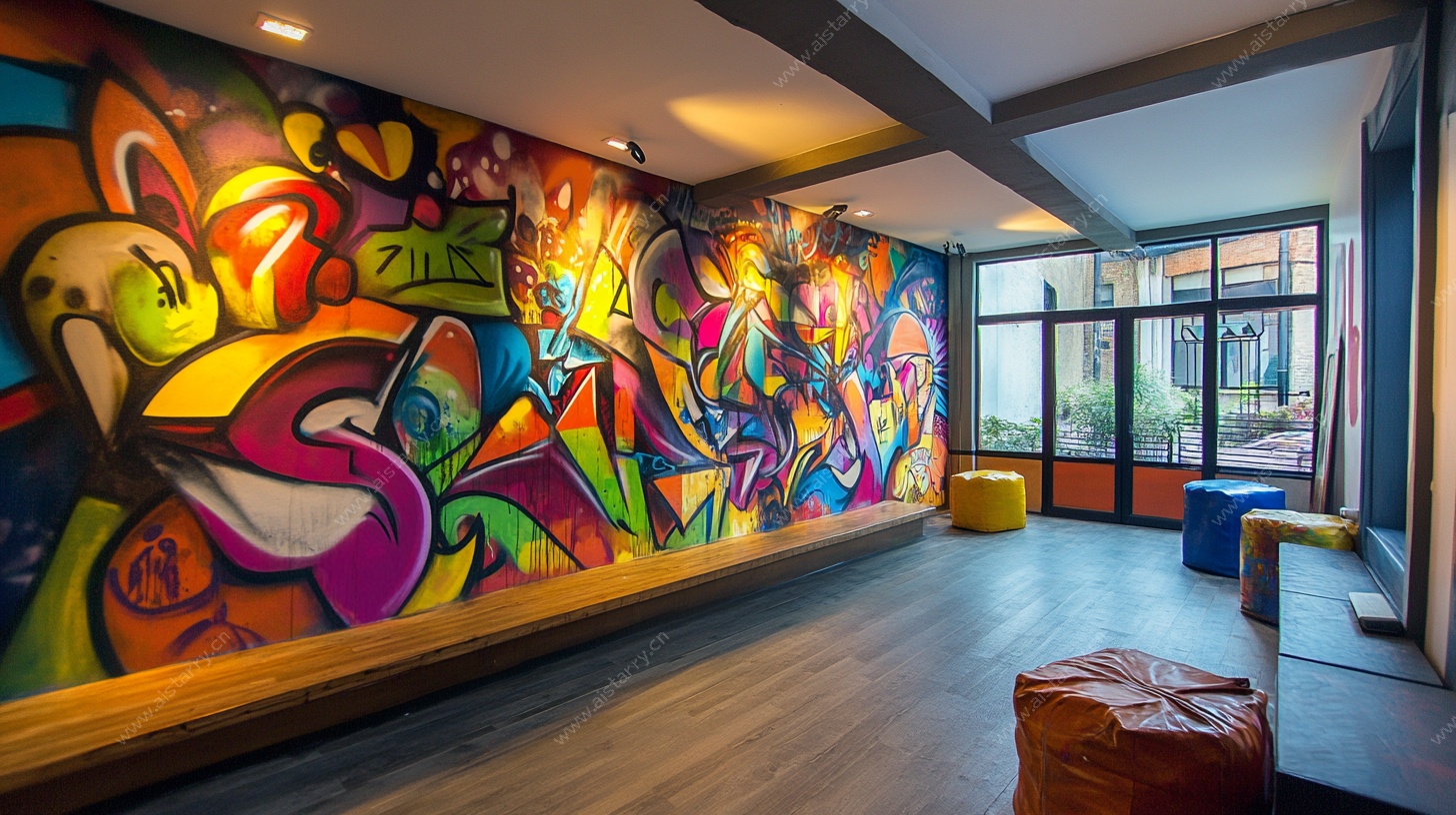室内多彩涂鸦艺术空间