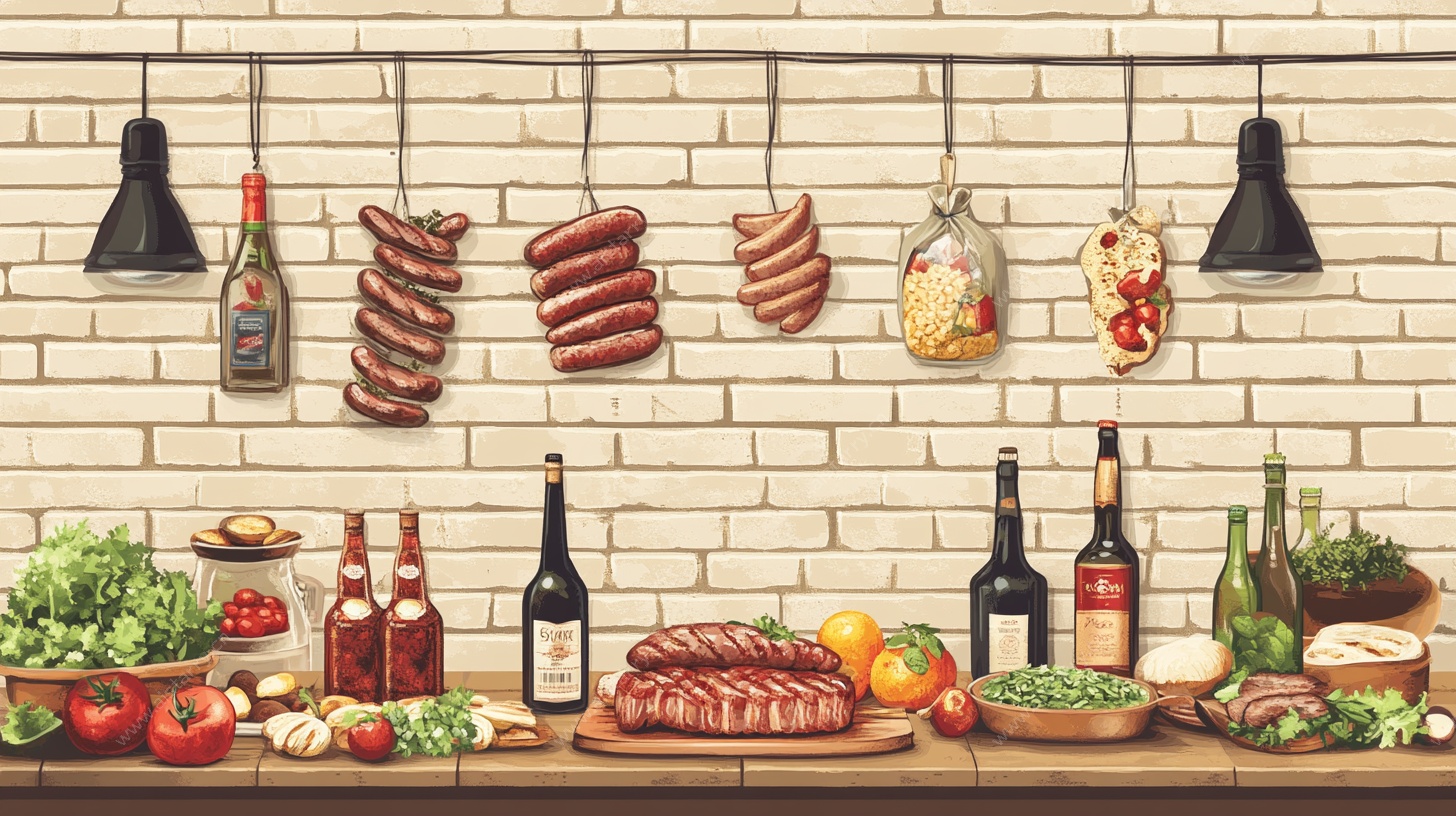 复古风美食与美酒陈列