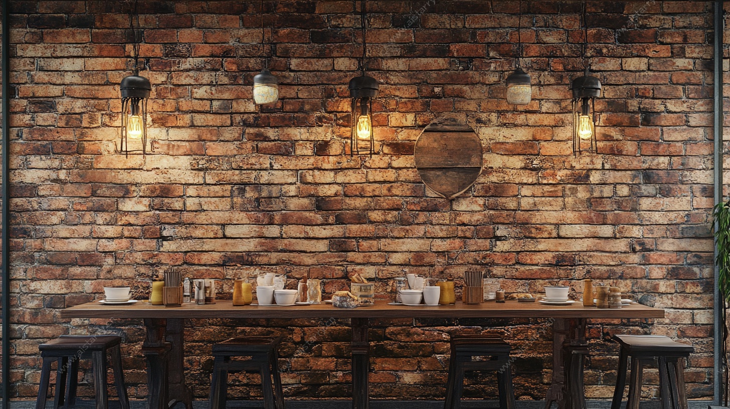 复古砖墙餐厅室内场景