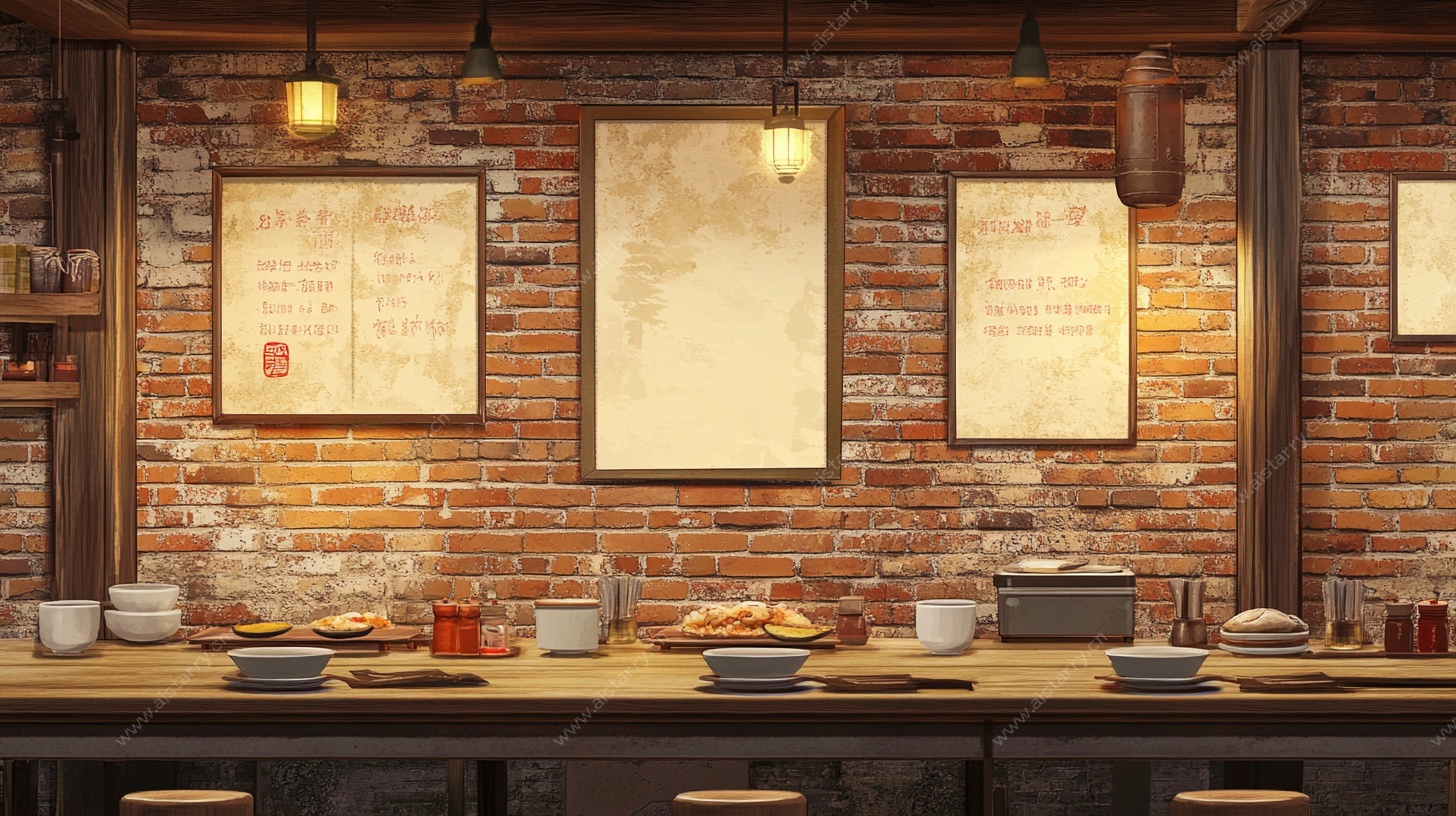 复古砖墙餐厅用餐区场景