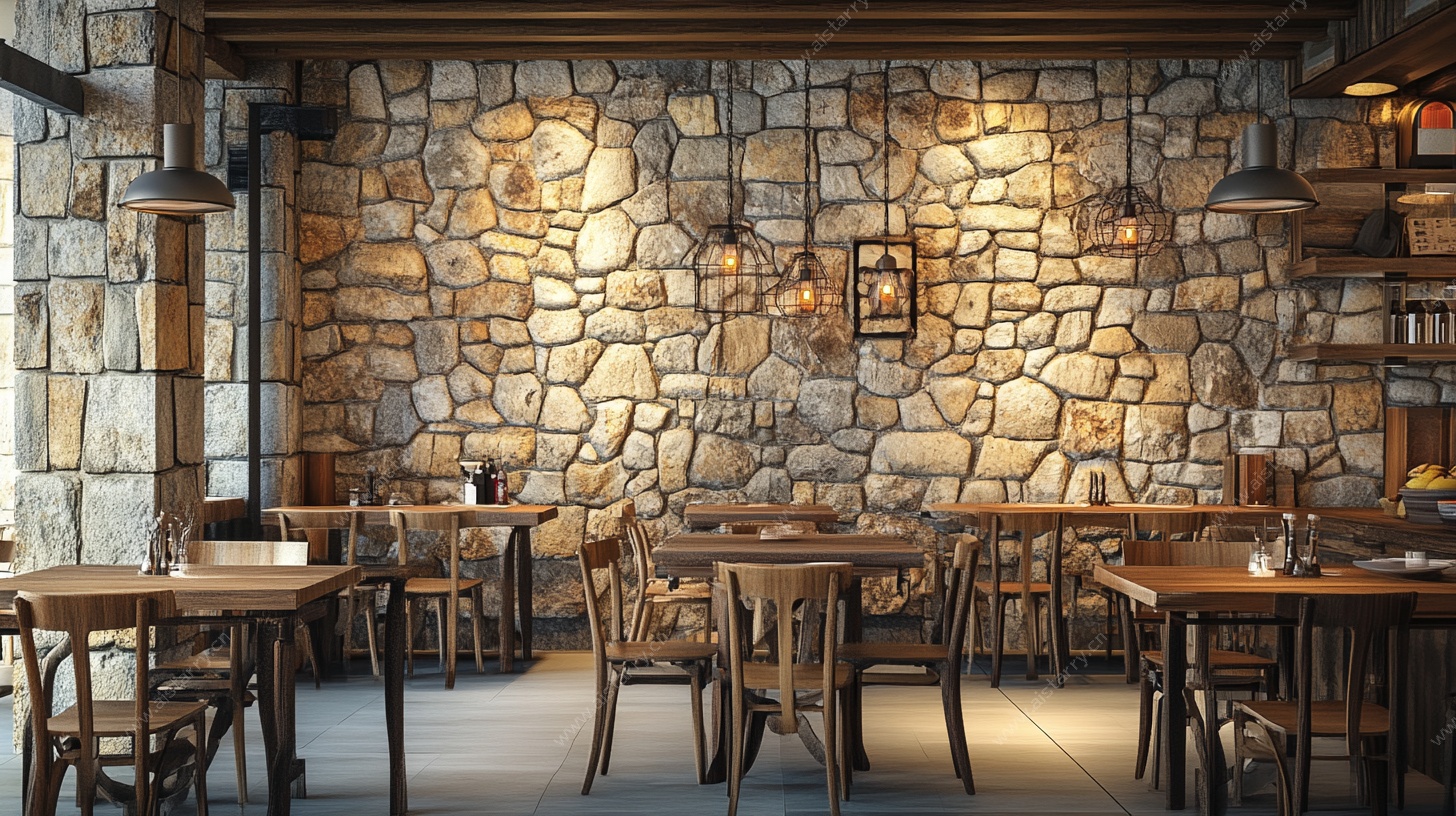 复古石墙风餐厅室内场景