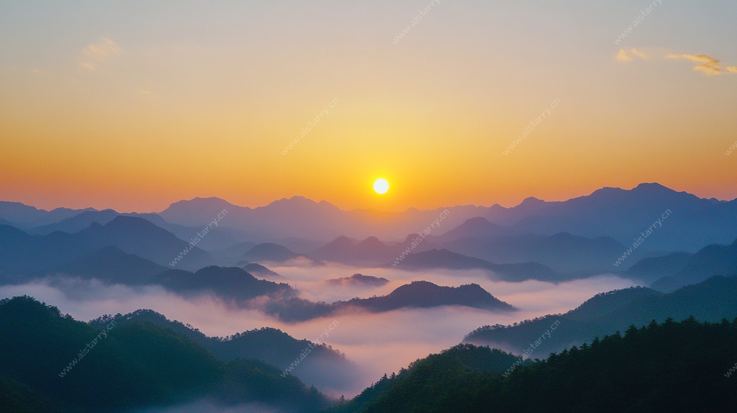 山间日出云海美景