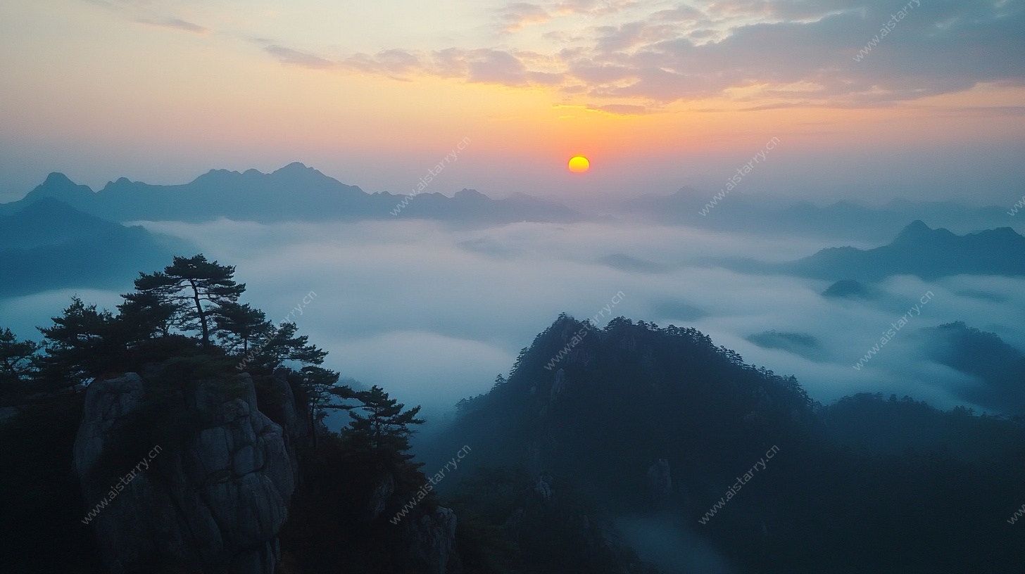黄山云海日出美景