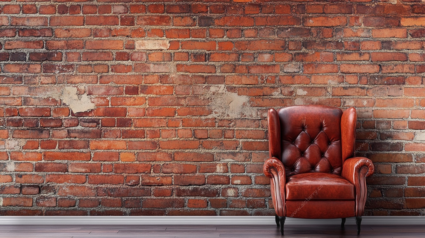 复古皮椅靠墙场景