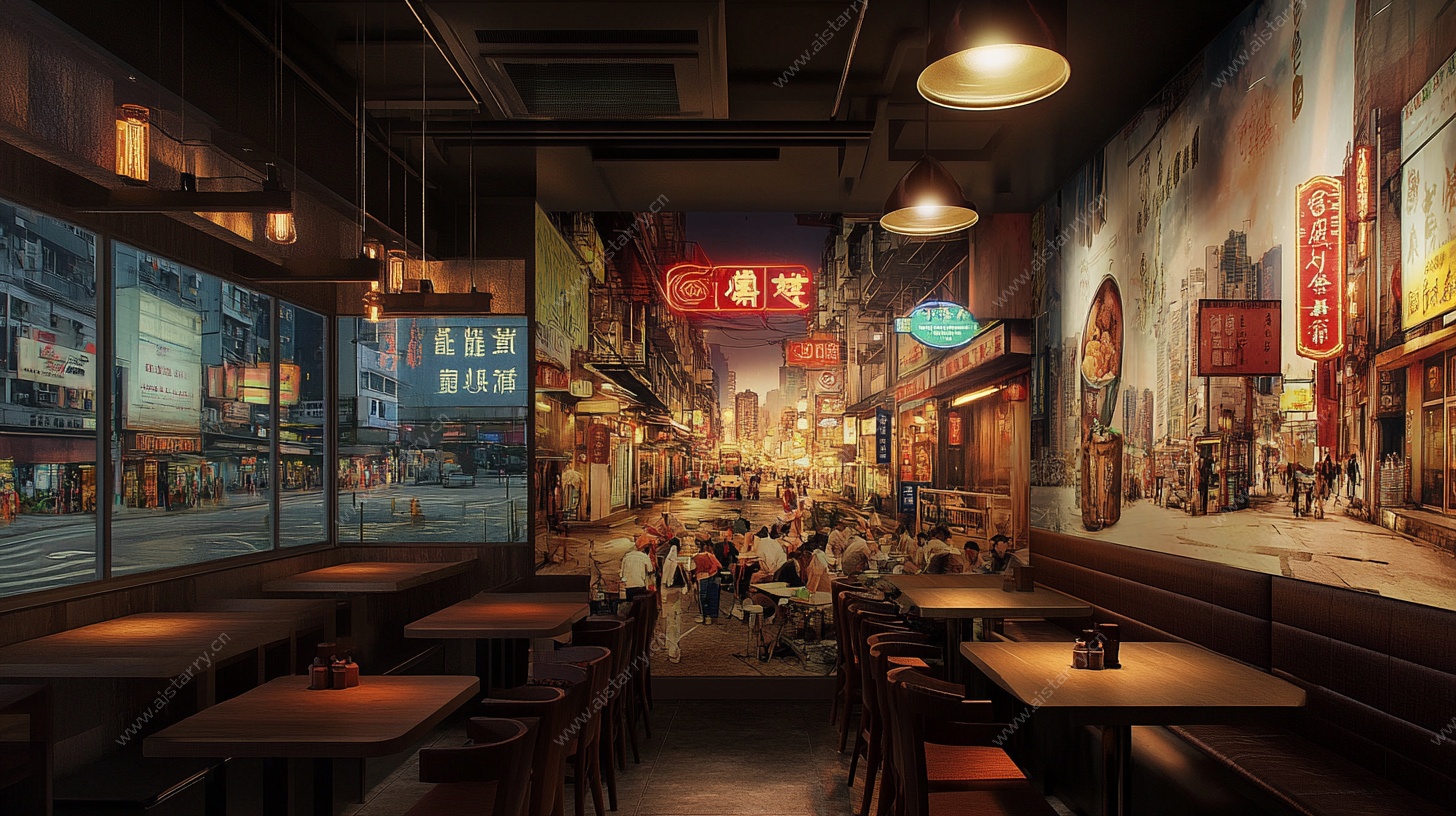 复古港式茶餐厅室内场景