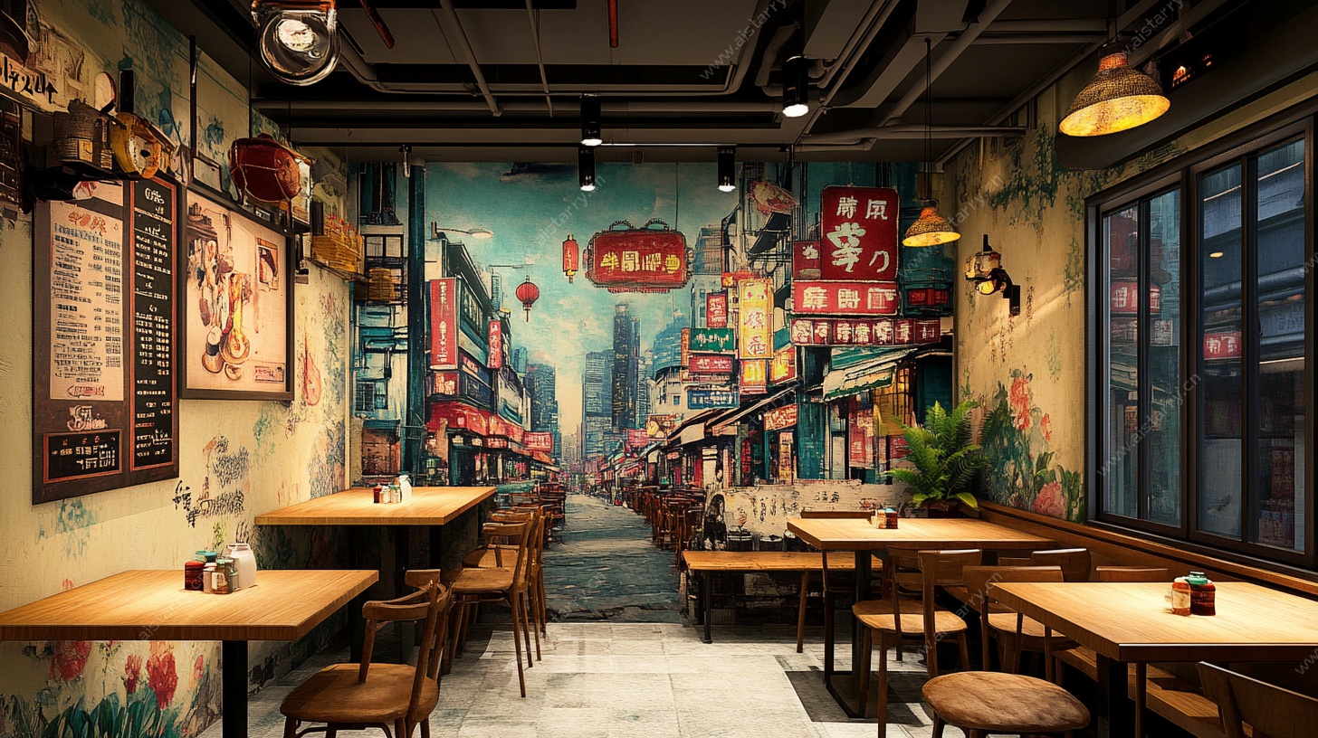 复古风港式茶餐厅室内景