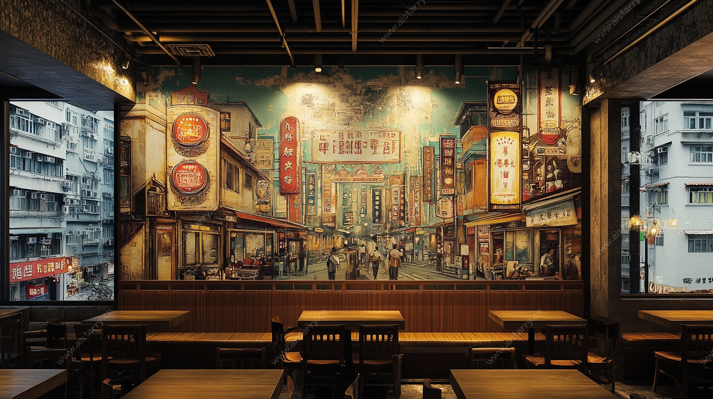 复古港式餐厅室内场景