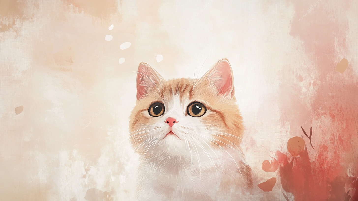 可爱猫咪水彩风插画