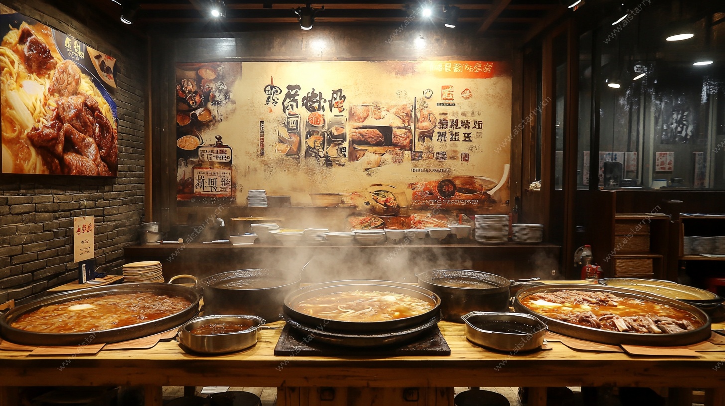 传统中式火锅店热闹场景