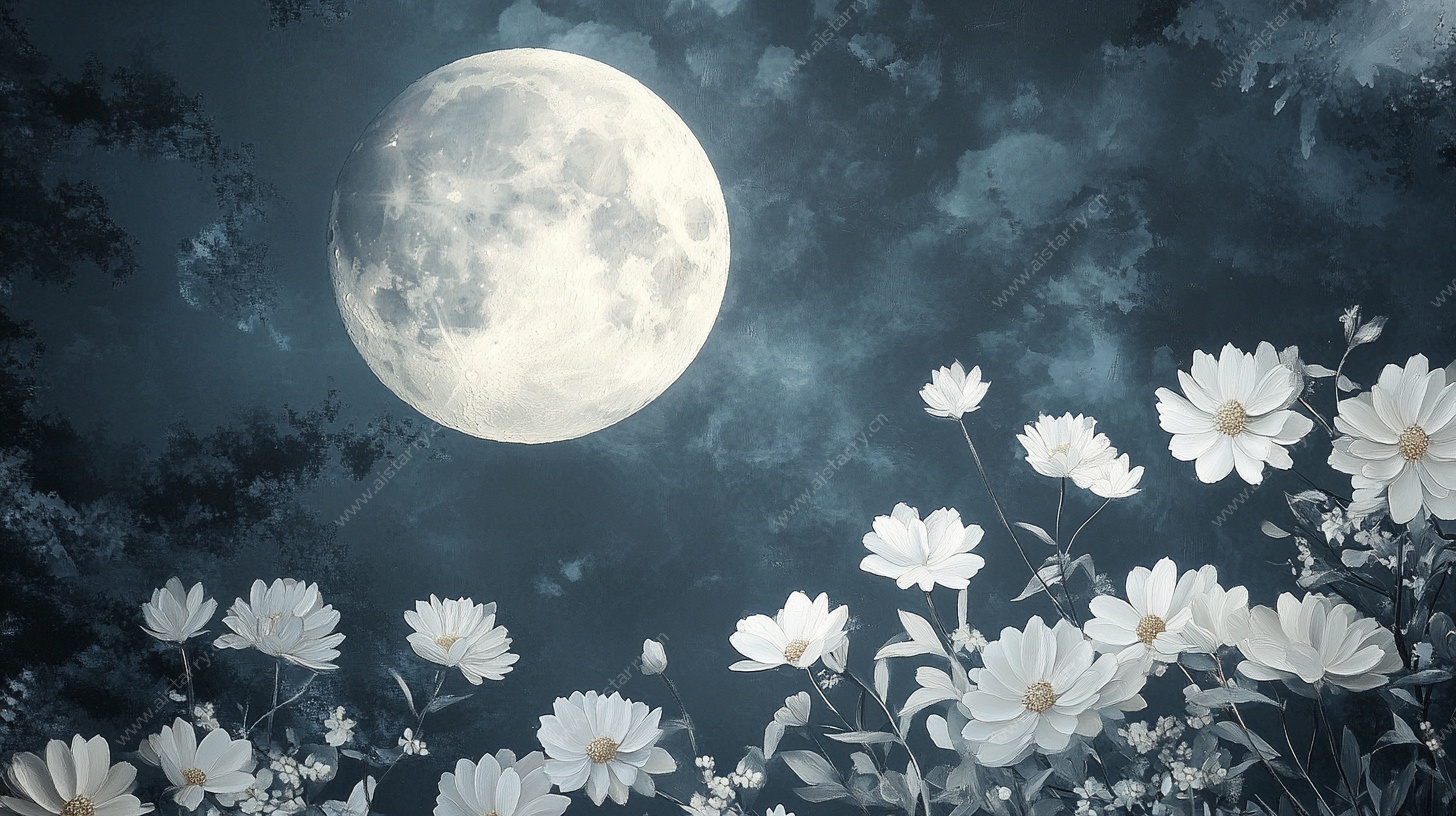 月夜白花梦幻风景图
