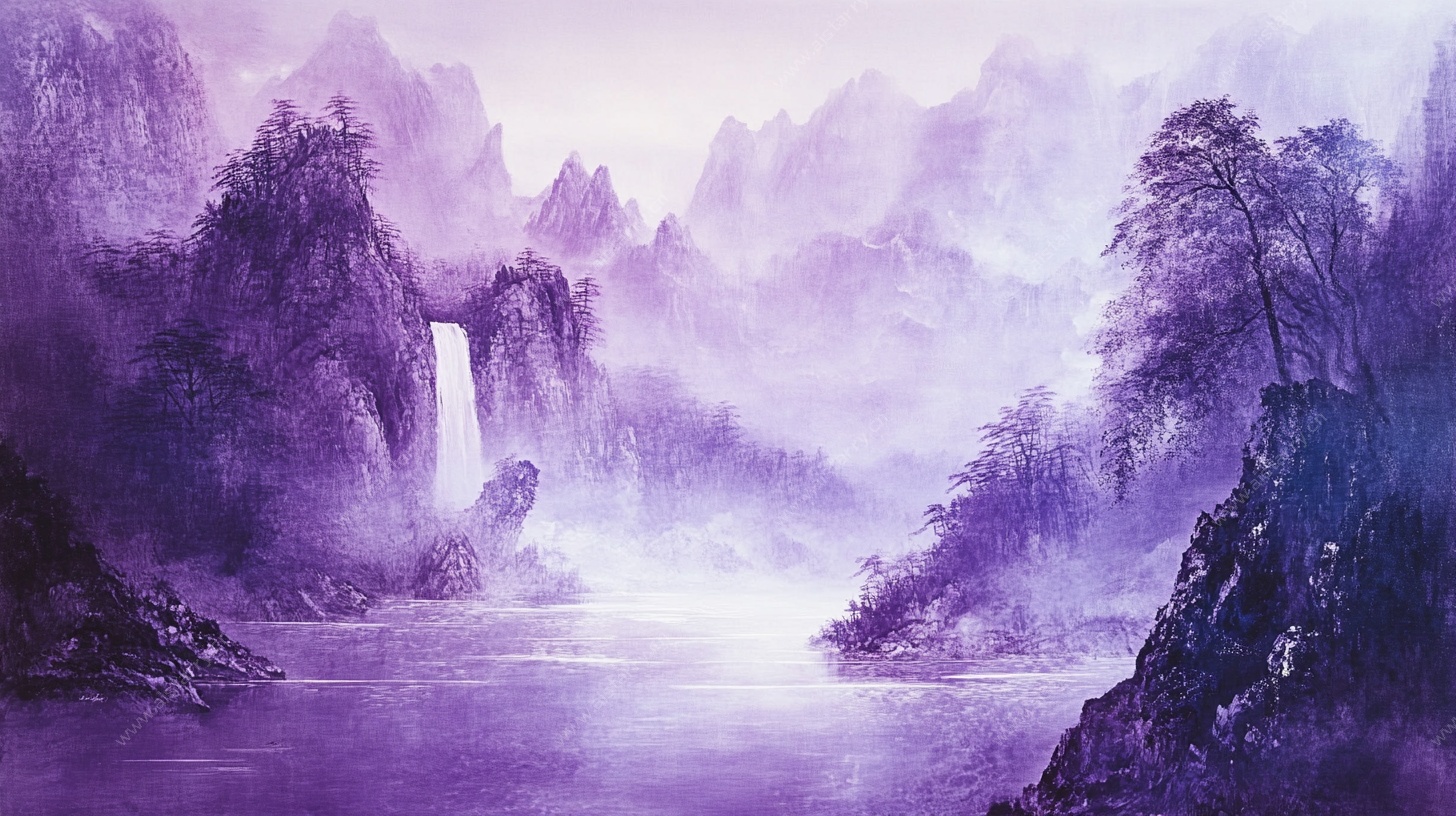 梦幻紫色山水风景图