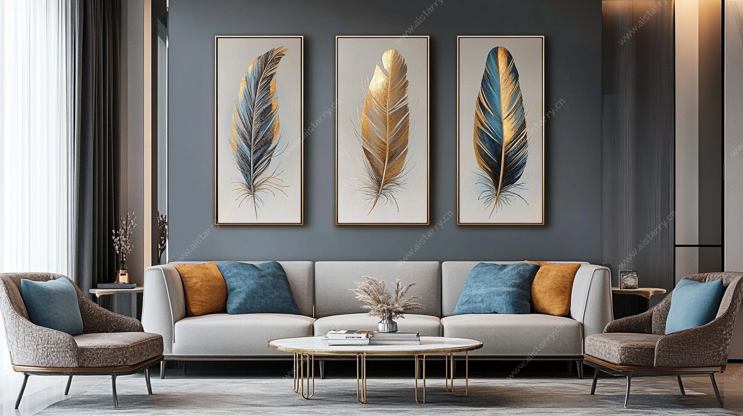 现代简约风客厅装饰画展示