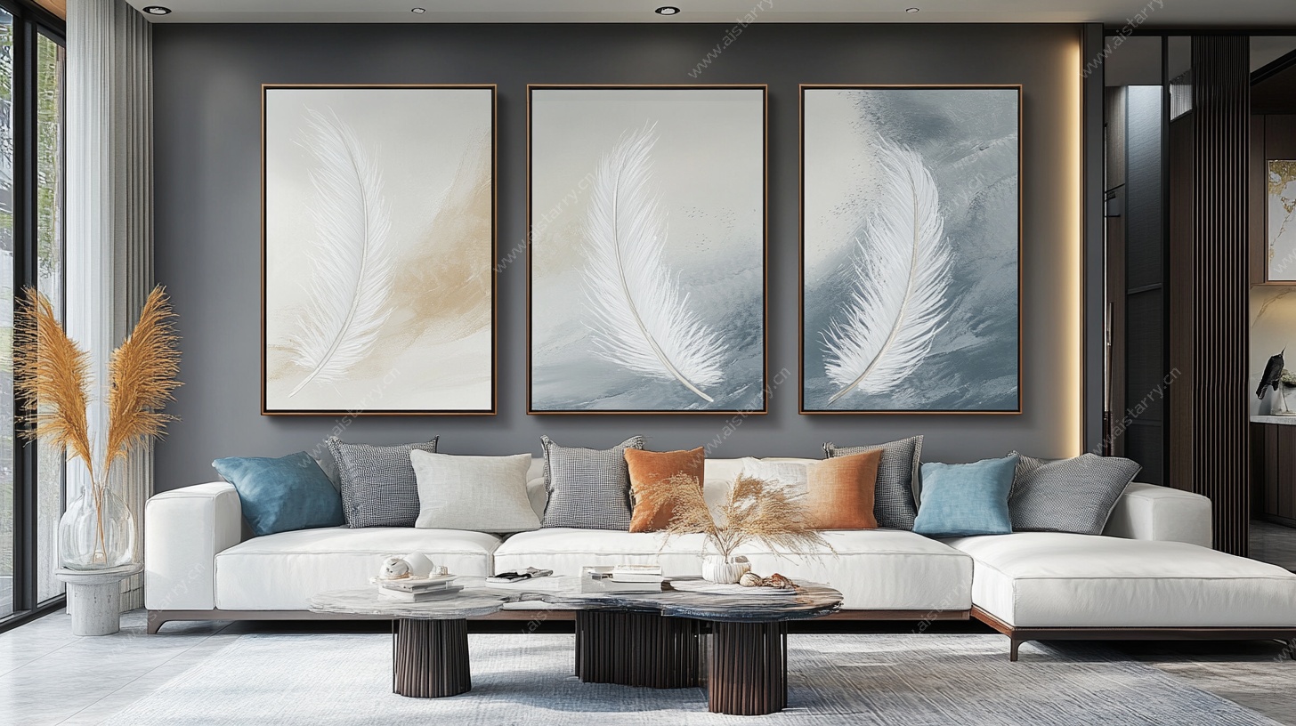 现代简约风客厅装饰画场景