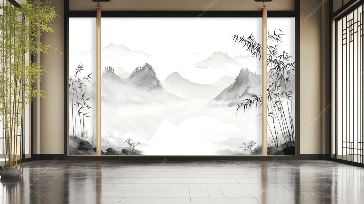 中式水墨山水室内装饰画