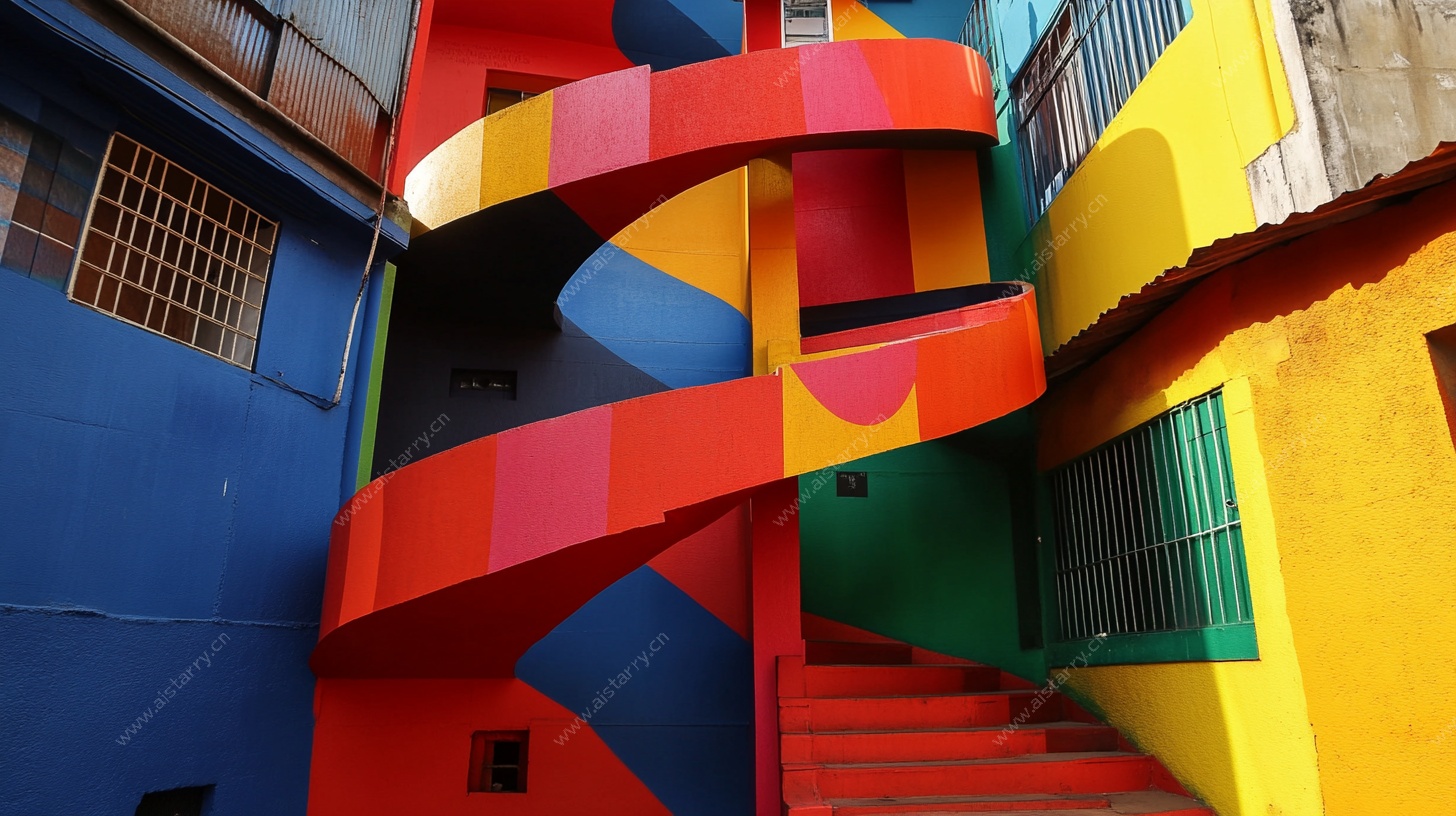 彩色螺旋楼梯建筑景观