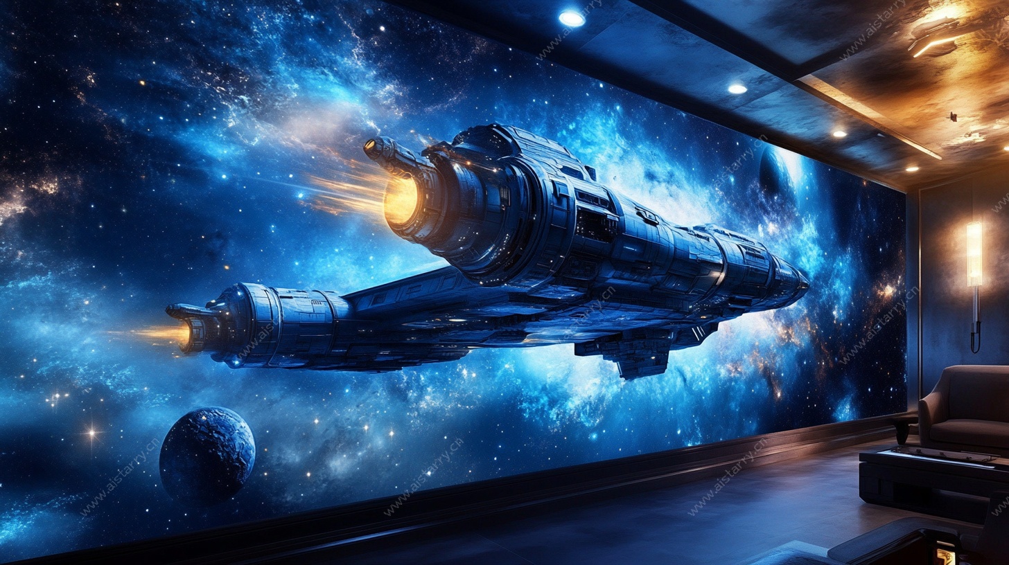 科幻宇宙飞船主题墙绘