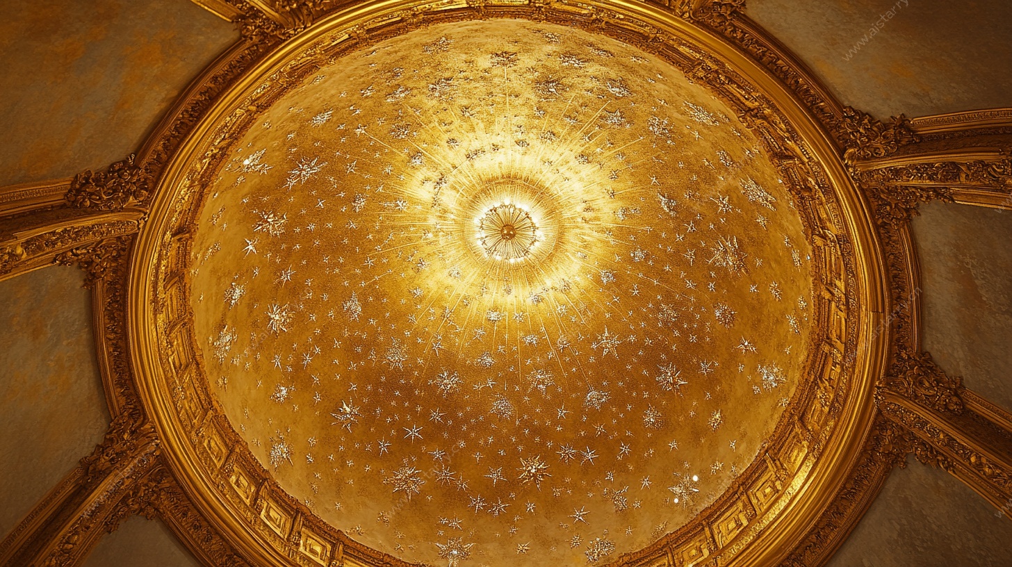 金色华丽穹顶天花板