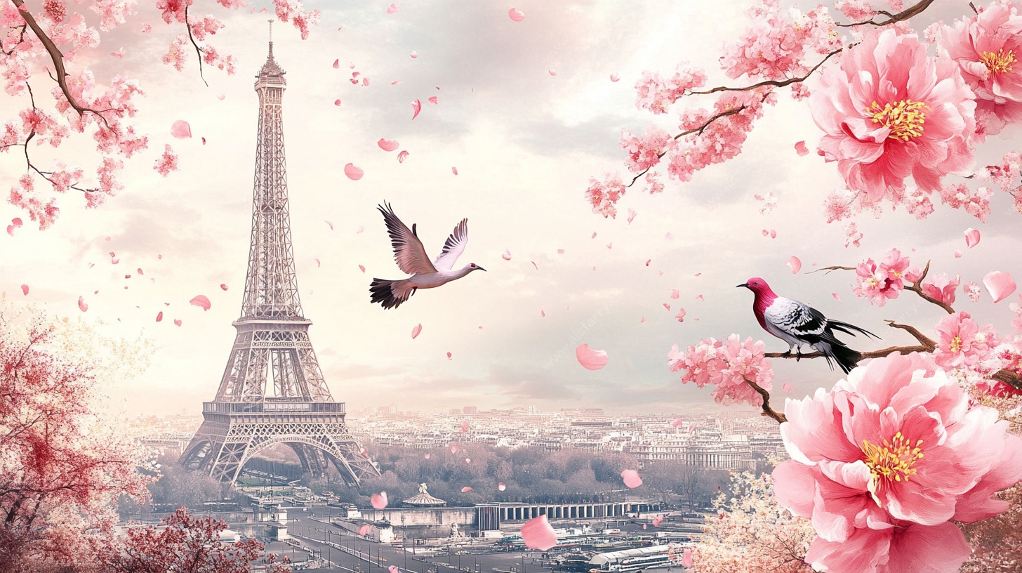 埃菲尔铁塔下的浪漫春景