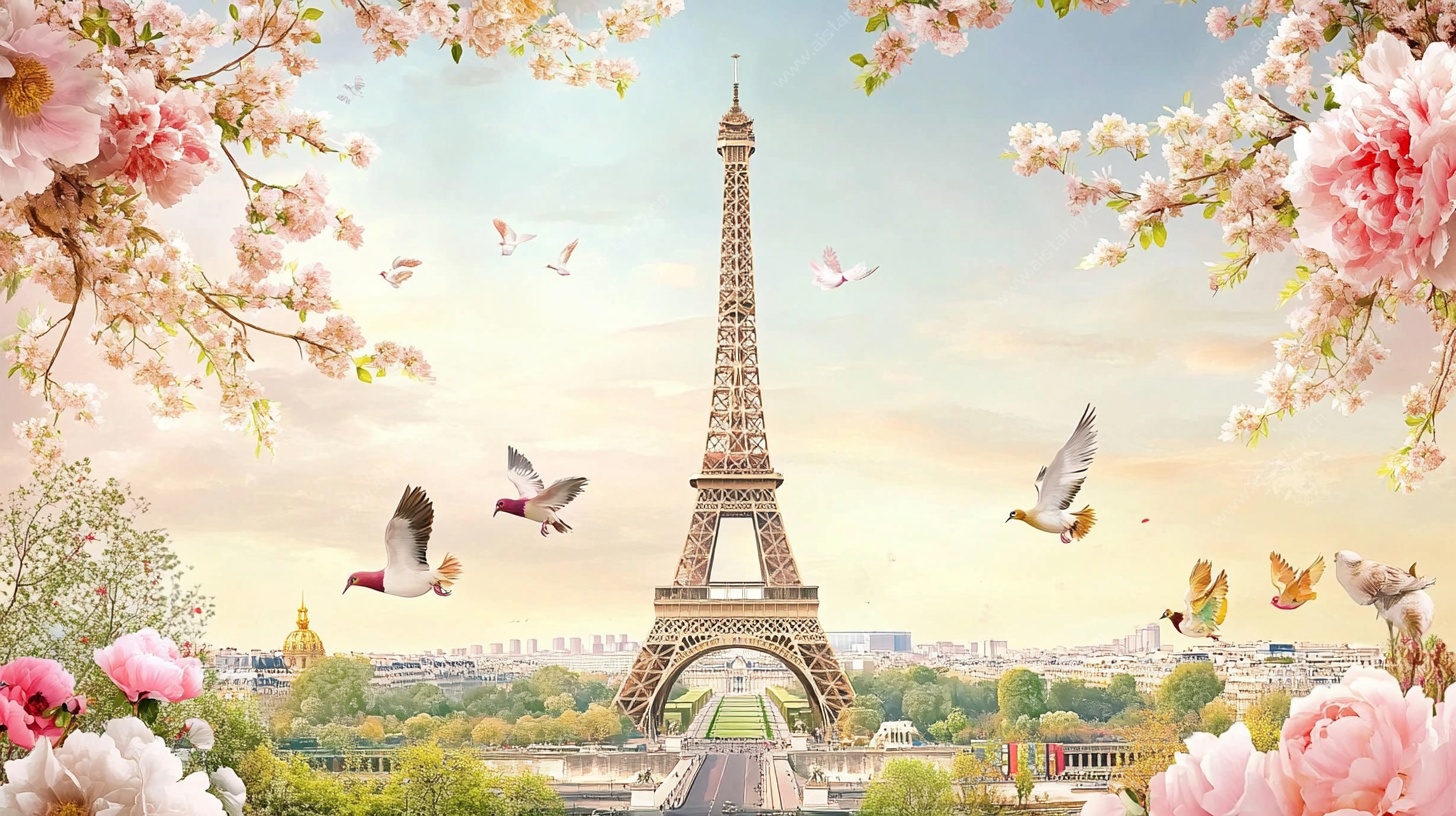 春日埃菲尔铁塔浪漫景致