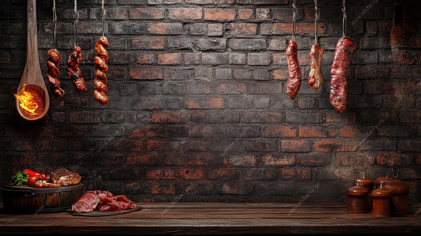 砖墙下的美味肉制品
