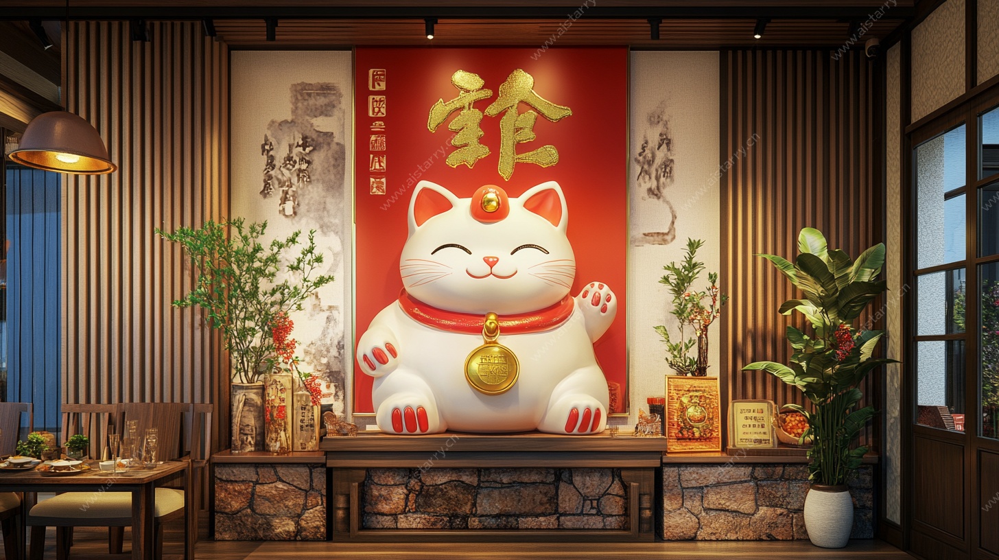 招财猫中式室内装饰场景