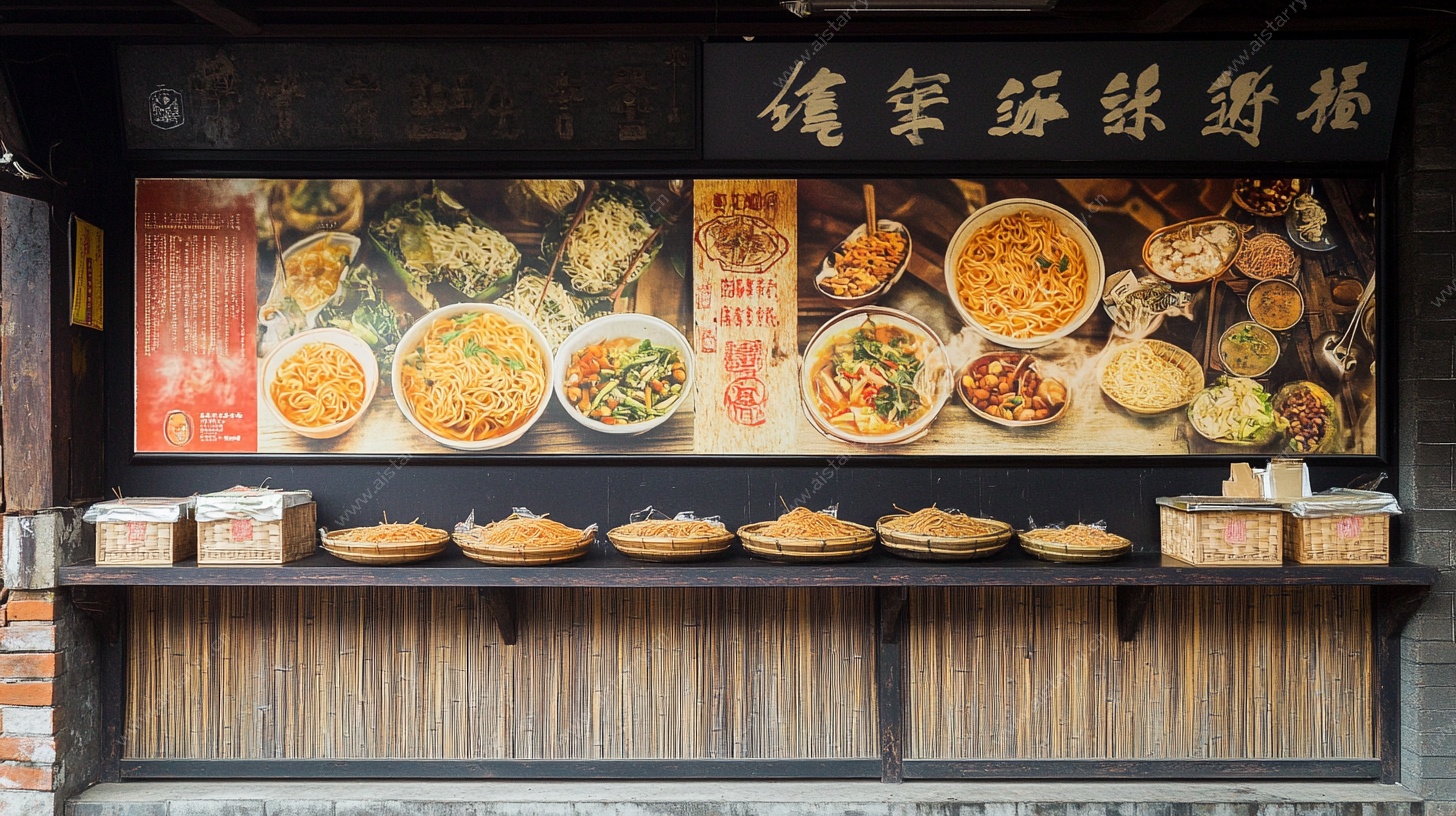 中式面馆菜品展示墙