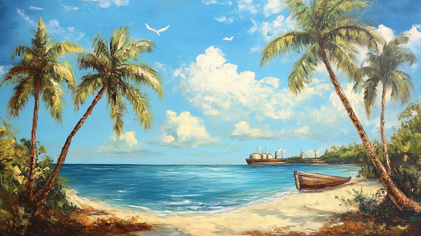 热带海滨风光油画