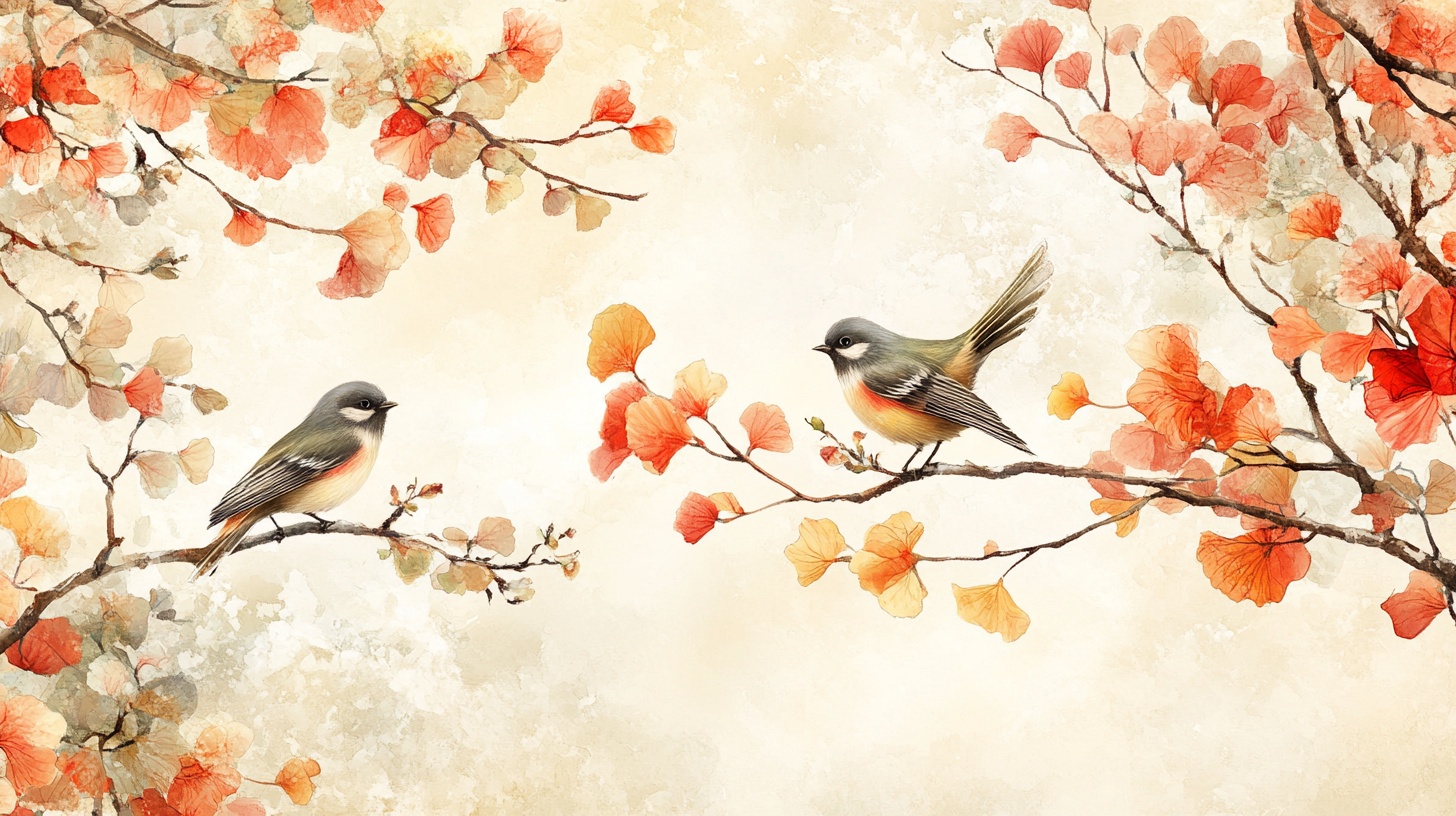 春日双鸟栖花图