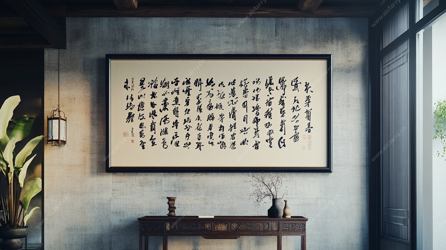 中式书房书法装饰画场景