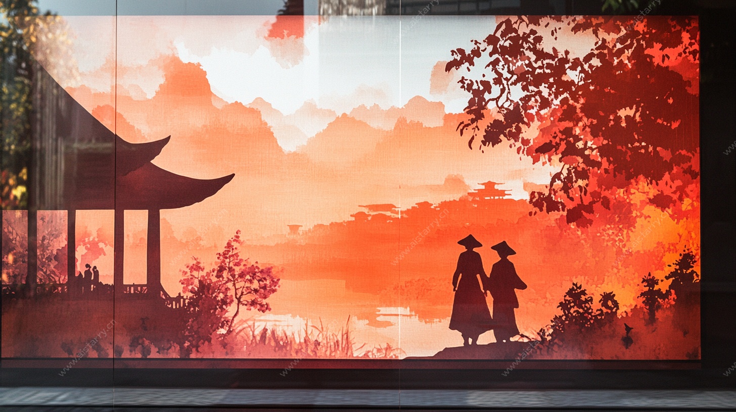 古风山水间侠客剪影