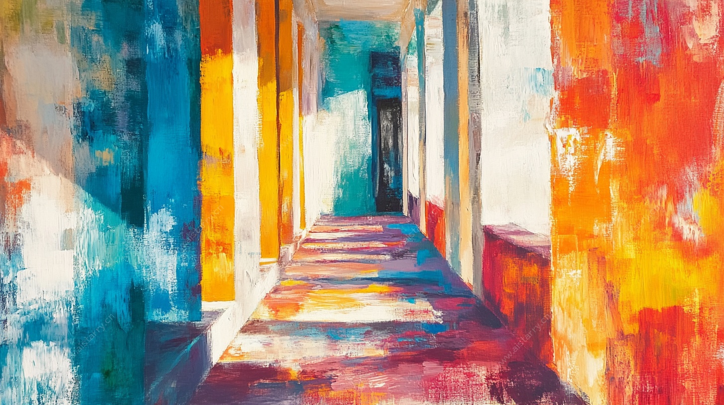 多彩走廊艺术画作