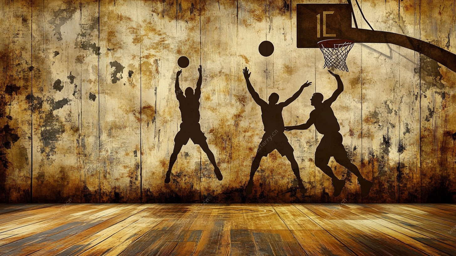 篮球运动剪影背景图