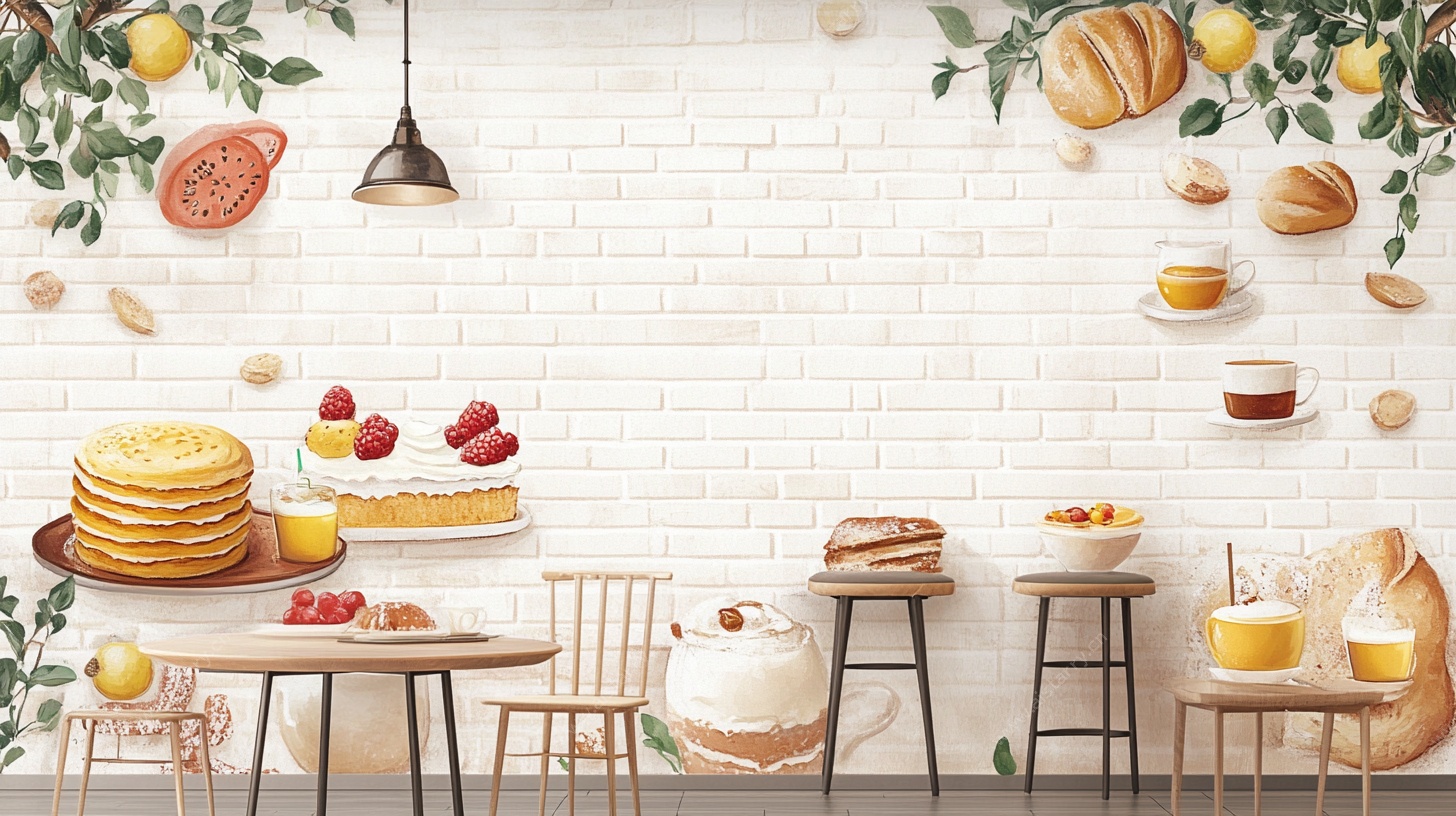 清新面包甜品店室内场景