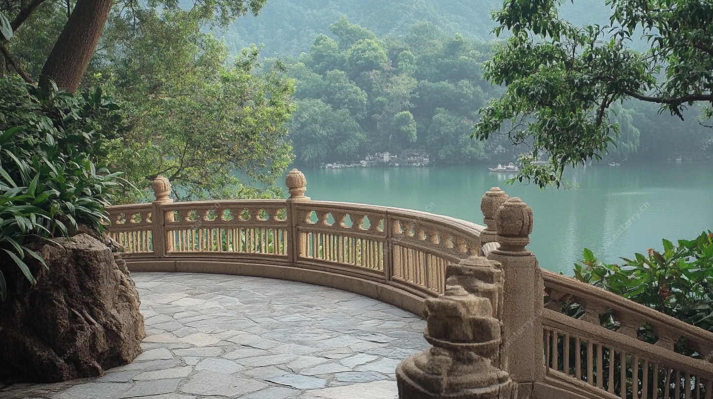 湖畔石径 清幽自然景致