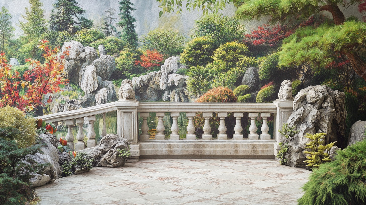 中式园林景观石桥美景