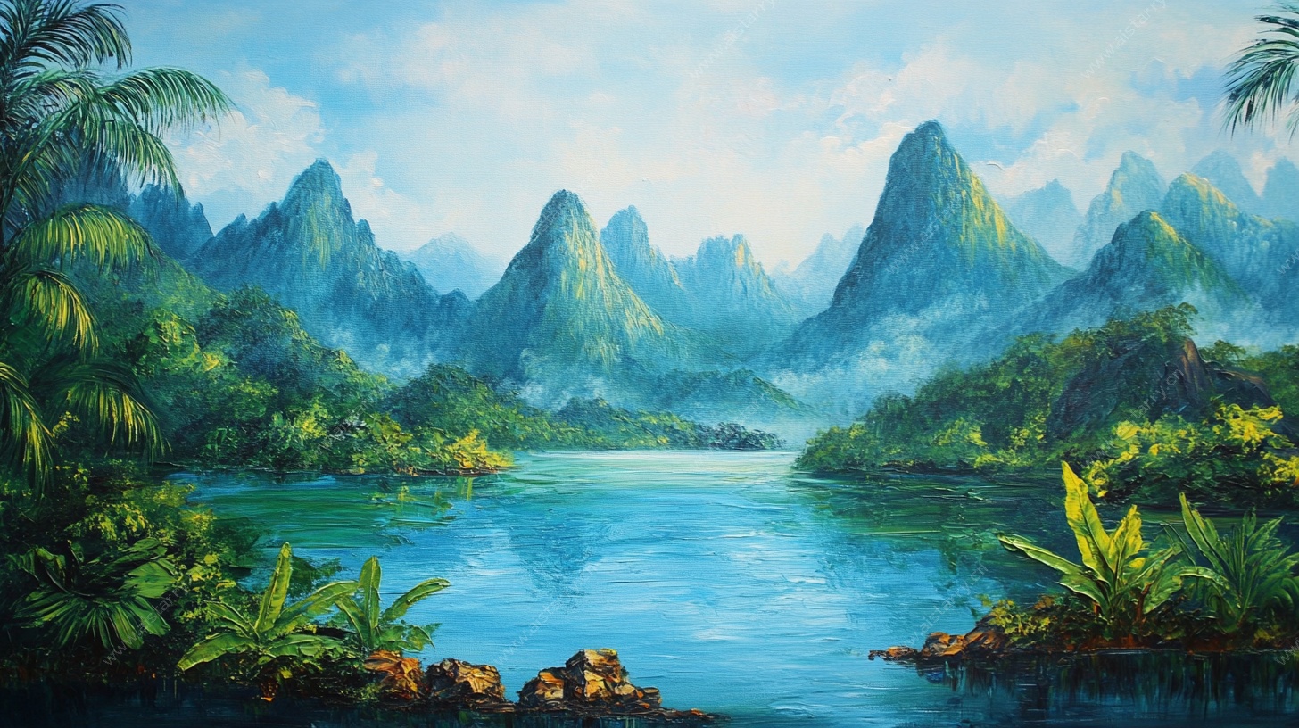 梦幻山水热带风光图