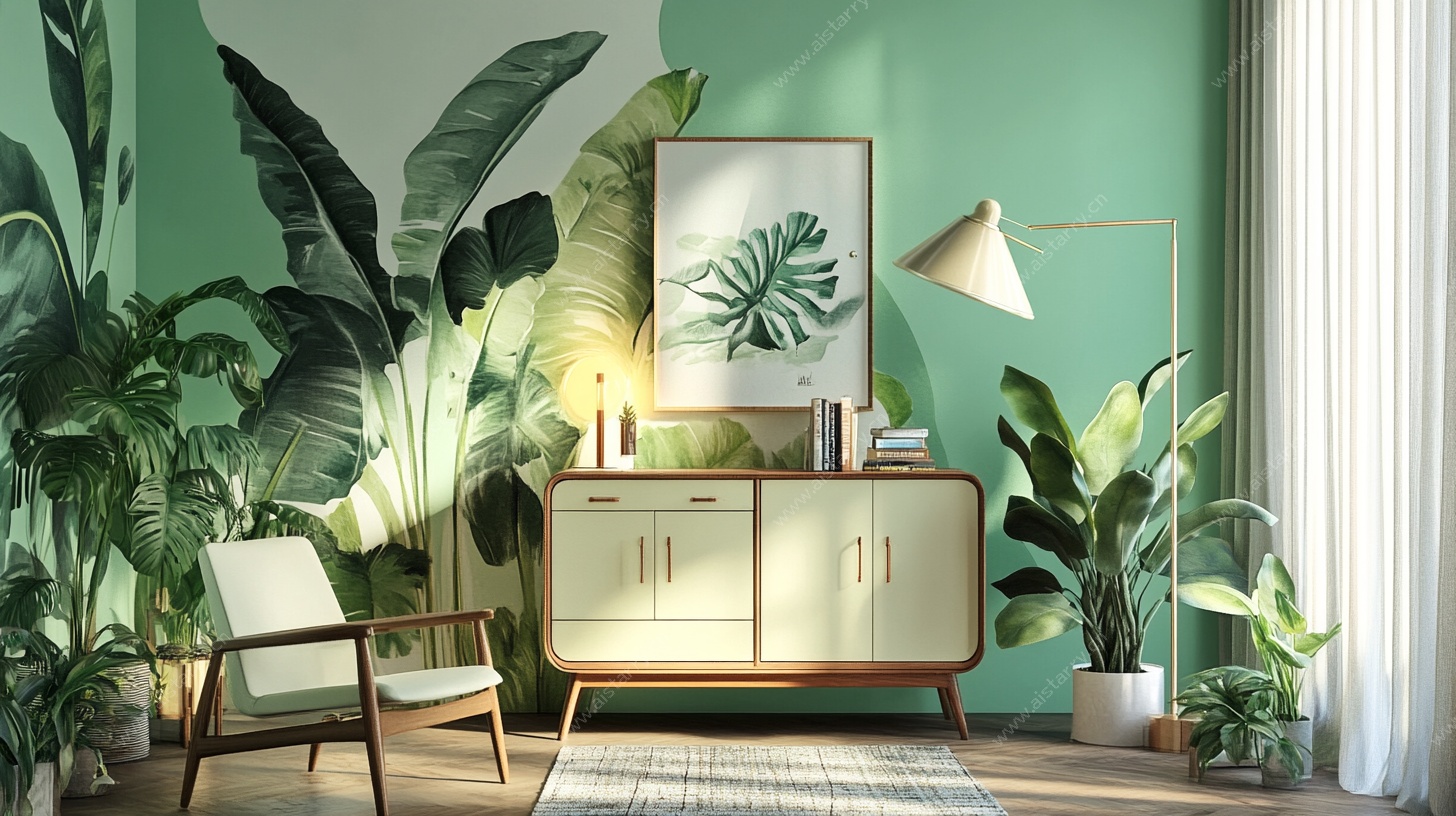 绿植装点的清新室内角落