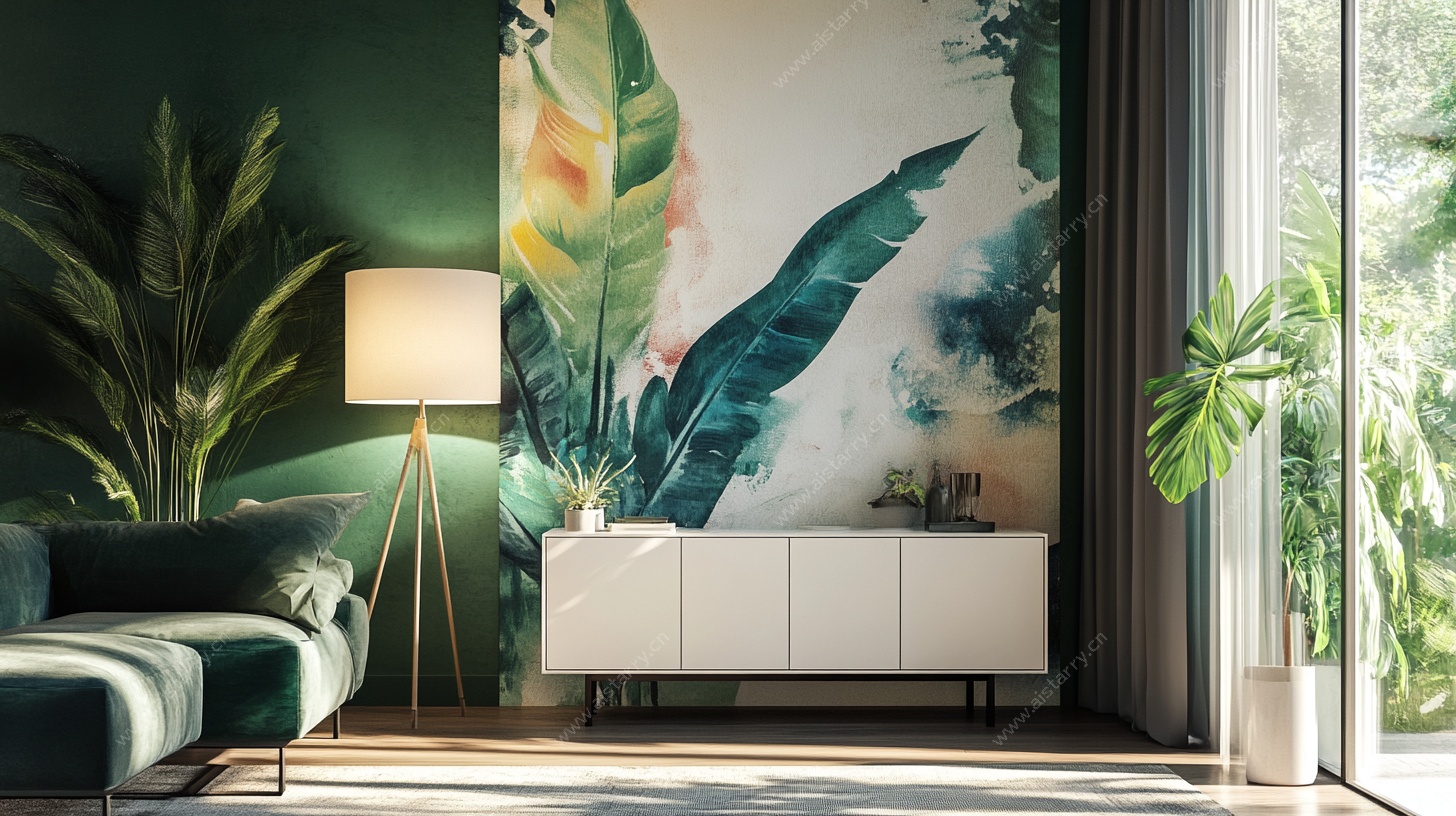 热带风绿植客厅室内设计