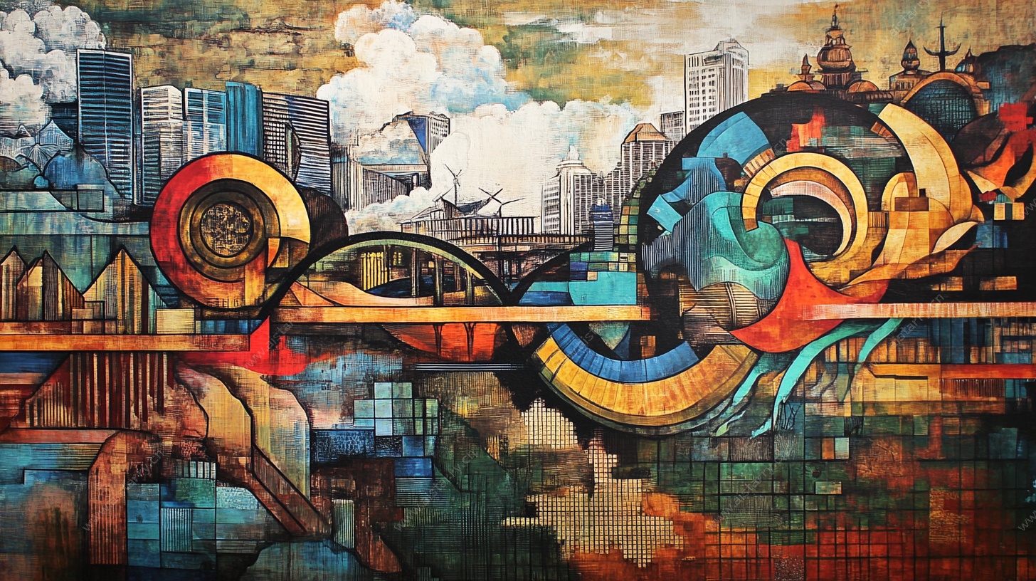 城市涂鸦艺术风景图