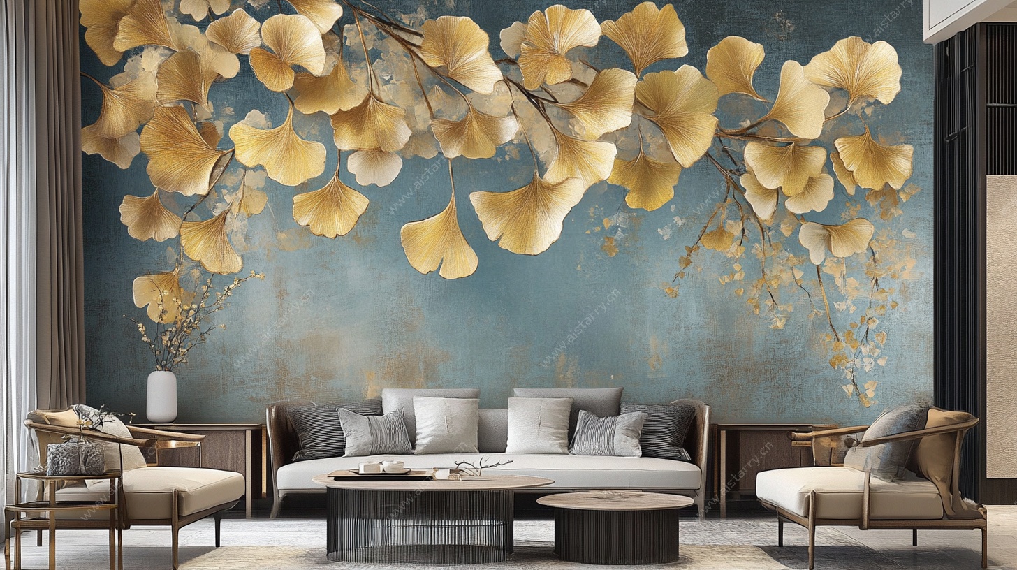 银杏壁画客厅优雅空间
