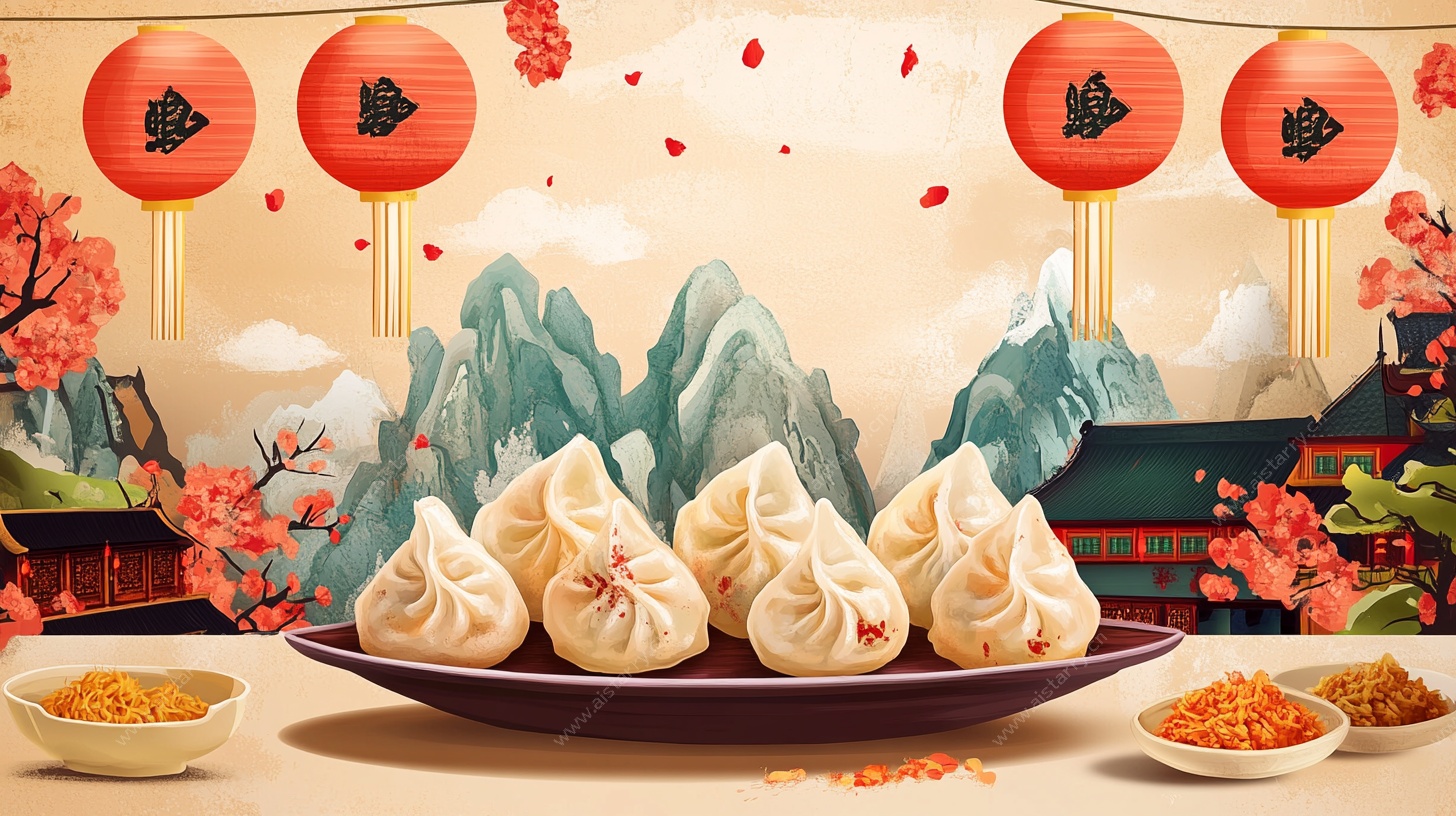 中式美食 饺子贺岁场景
