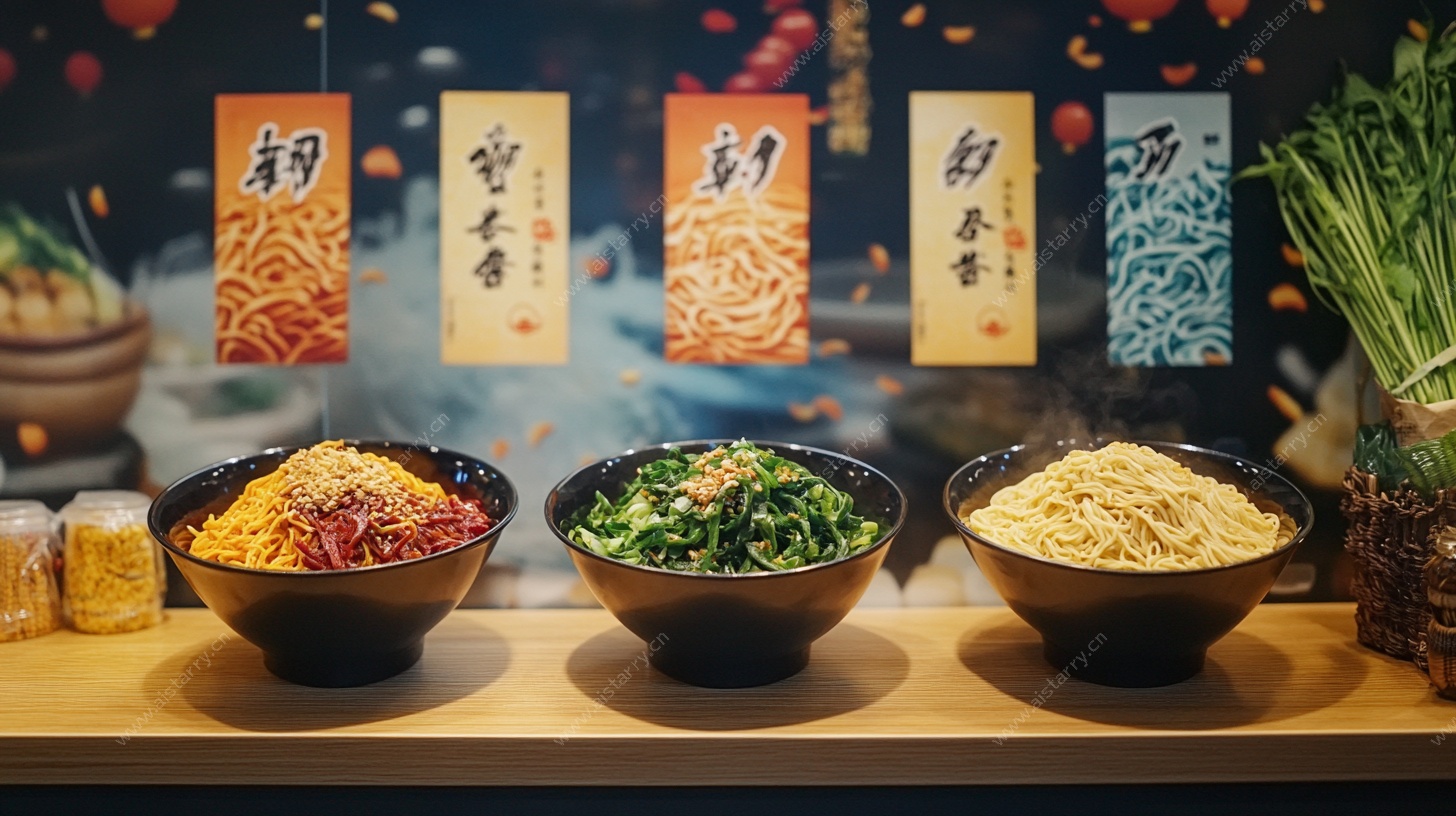 多彩面食调料展示