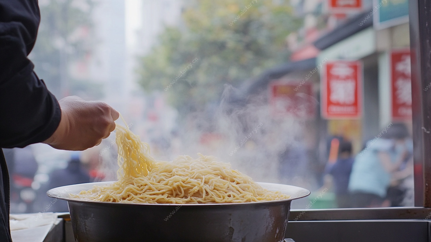 街头煮面场景