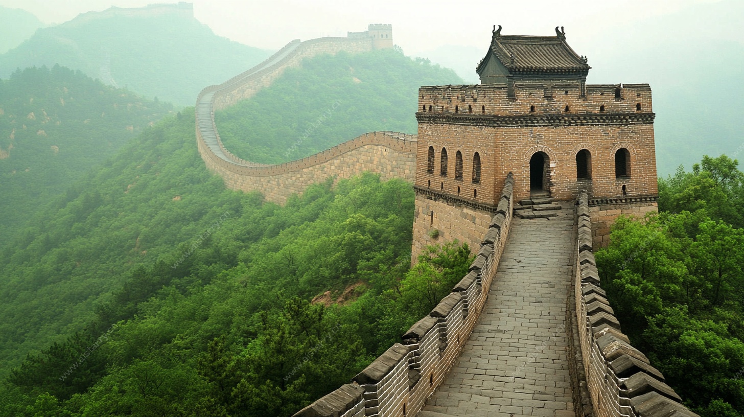 雄伟长城蜿蜒于青山间