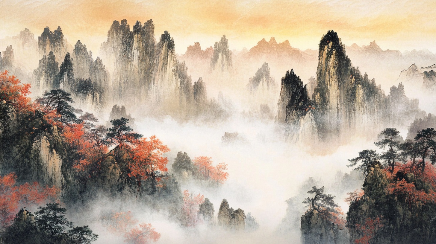 水墨山川秋景图