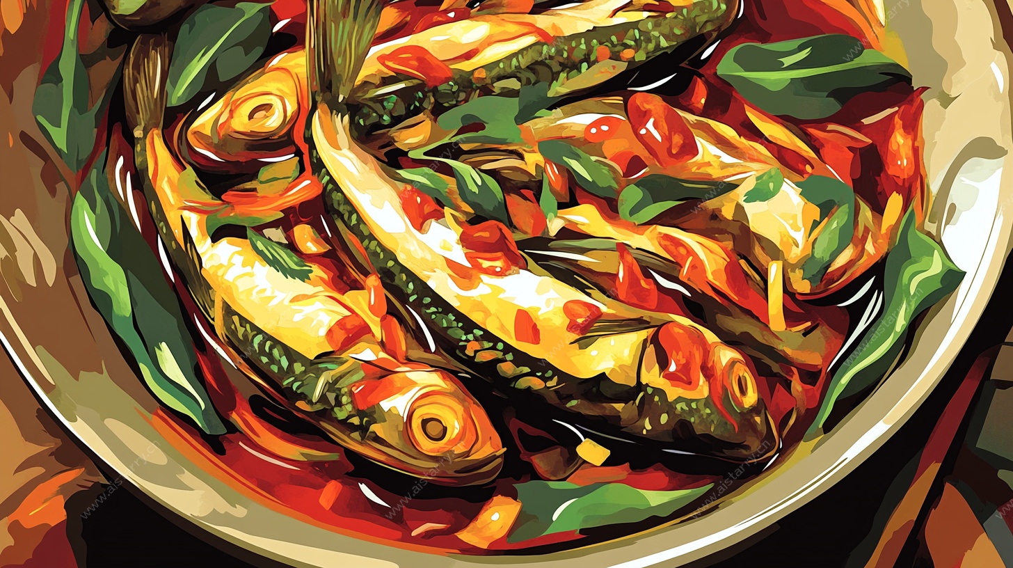 美味红烧鱼插画